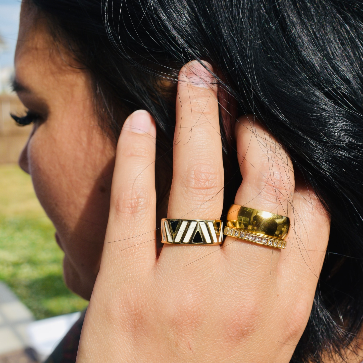 Best of Both Stack - Gold (Set of 2 Stackable Plus Size Rings)