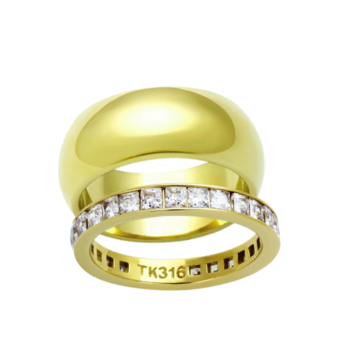 Best of Both Stack - Gold (Set of 2 Stackable Plus Size Rings)