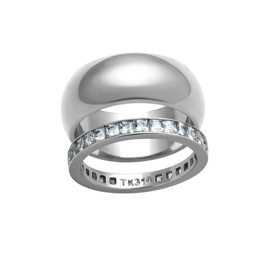 Best of Both Stack - Silver (Set of 2 Stackable Plus Size Rings)