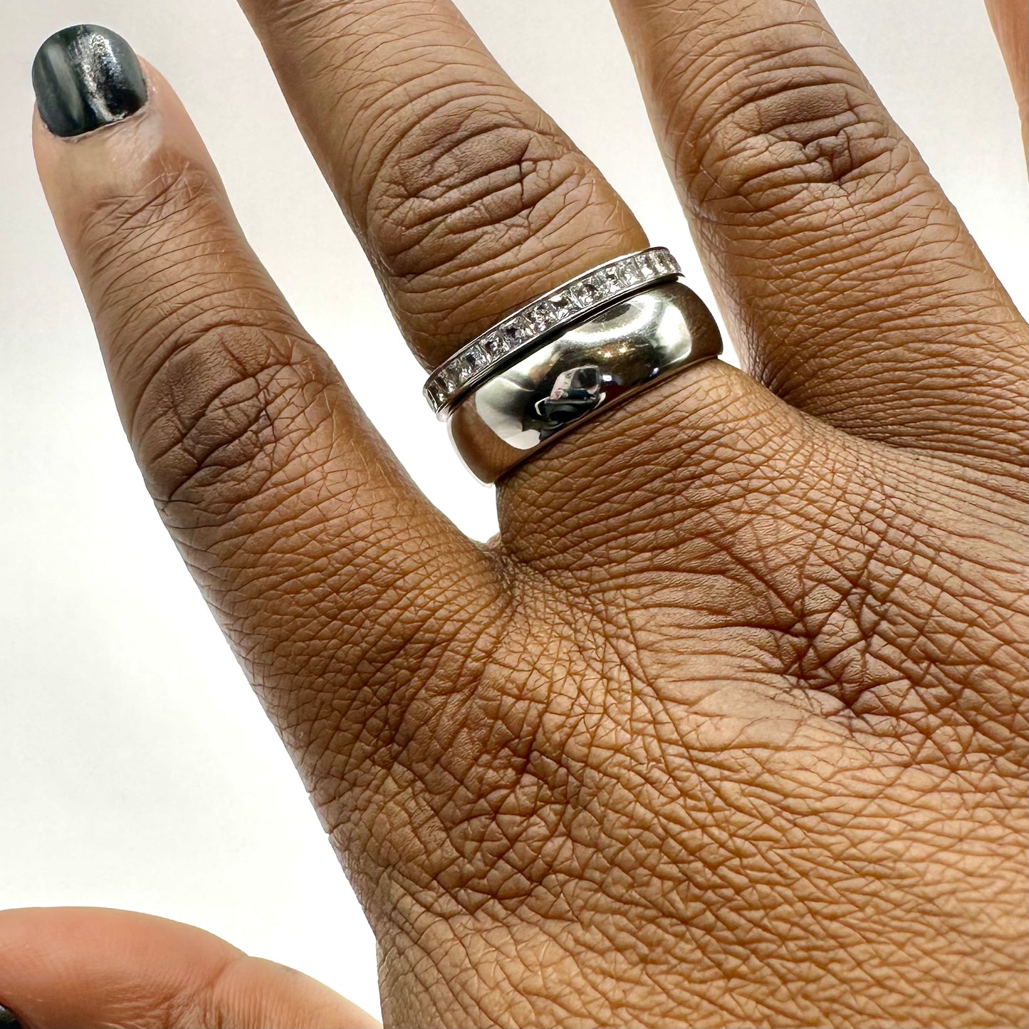 Best of Both Stack - Silver (Set of 2 Stackable Plus Size Rings)