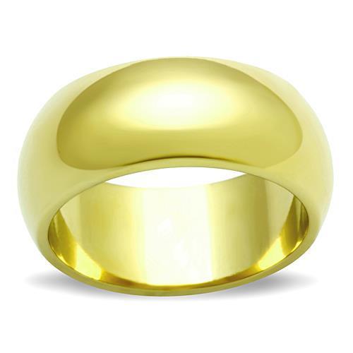 Plain gold thick band ring on a plain white background. 